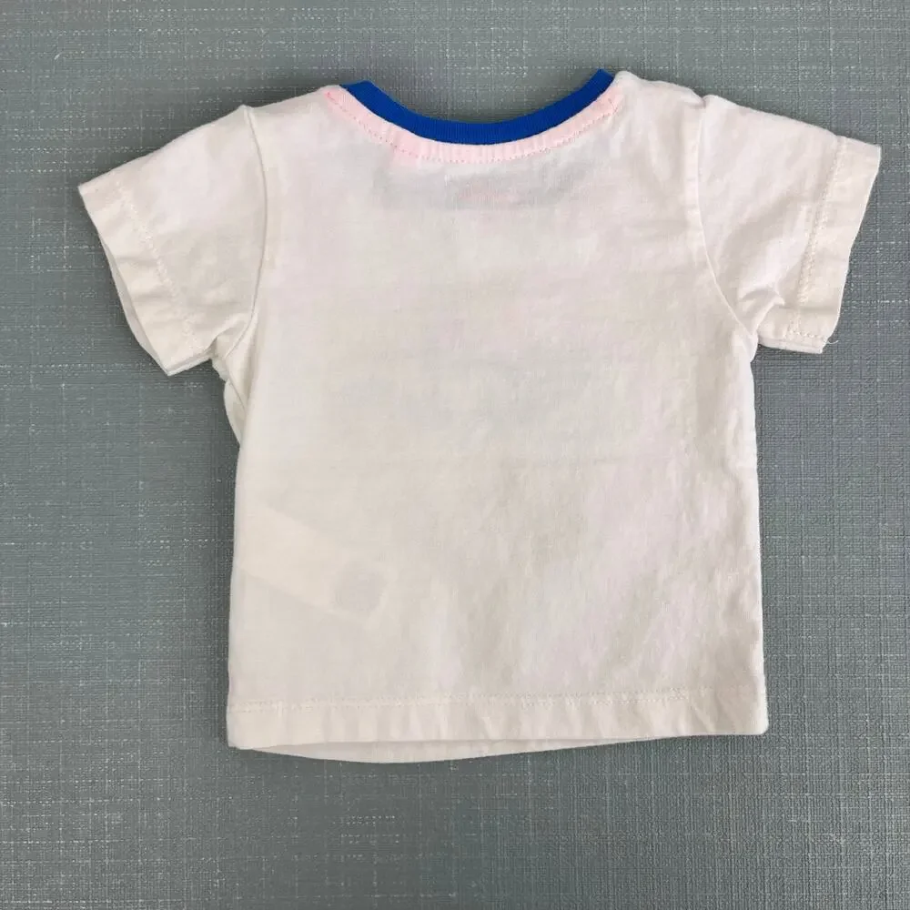 Mini Boden Jersey Short Set Blue Stripe Applique Truck 0-3 Months